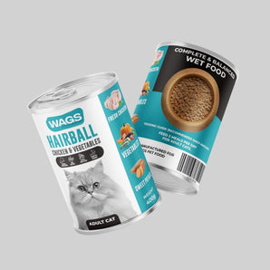Wags Can Food Hairball Chicken with Vegetable pieces 400g